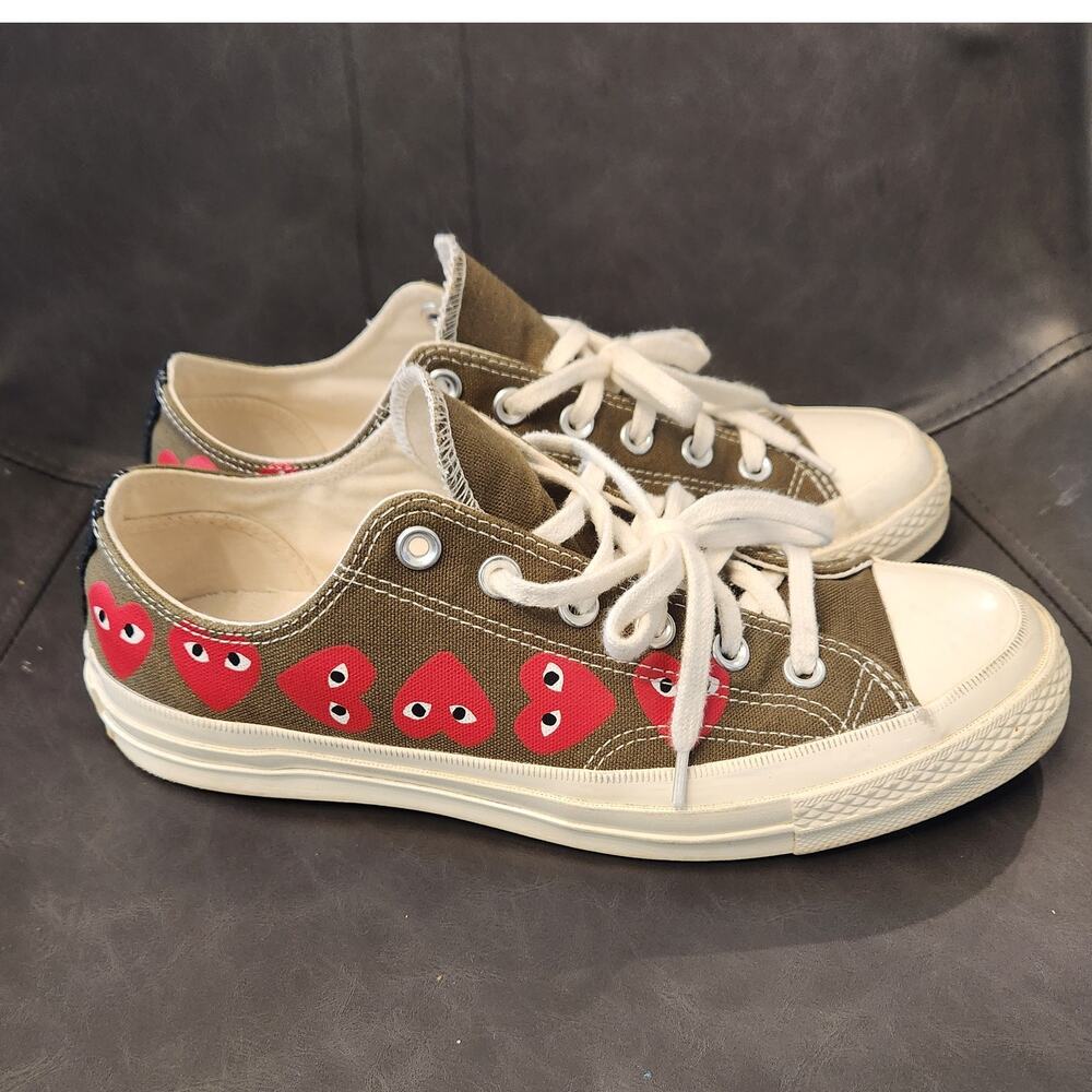 Comme De Garcon Play Mens Converse Olive size 8